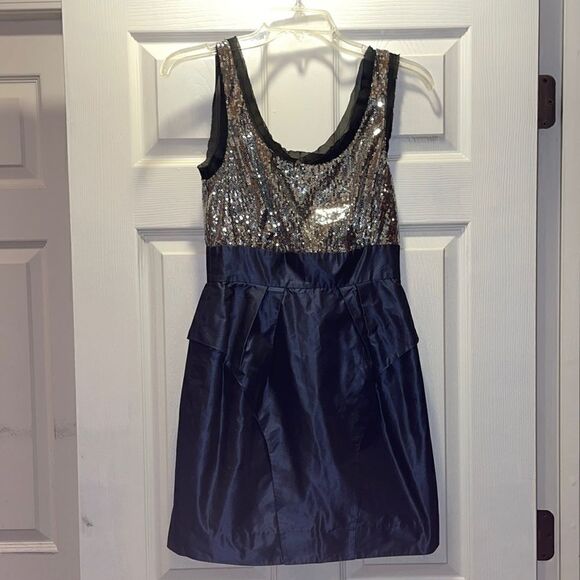 BCBGeneration Sequin Blue Frost Mini Dress - Picture 1 of 6